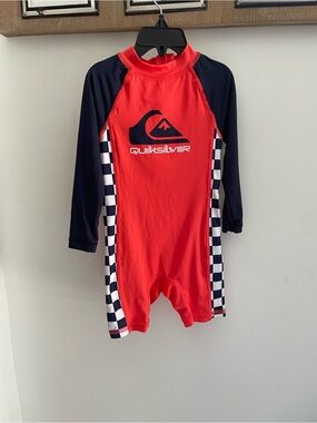 Quiksilver Baby Coral & Navy Long Sleeve Rashguard Swim Suit